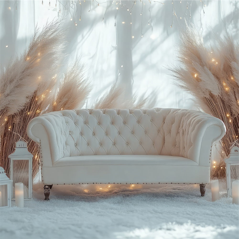 Boho Photography Backdrop Winter Sofa Pampas Lantern Backdrop GQ2-78