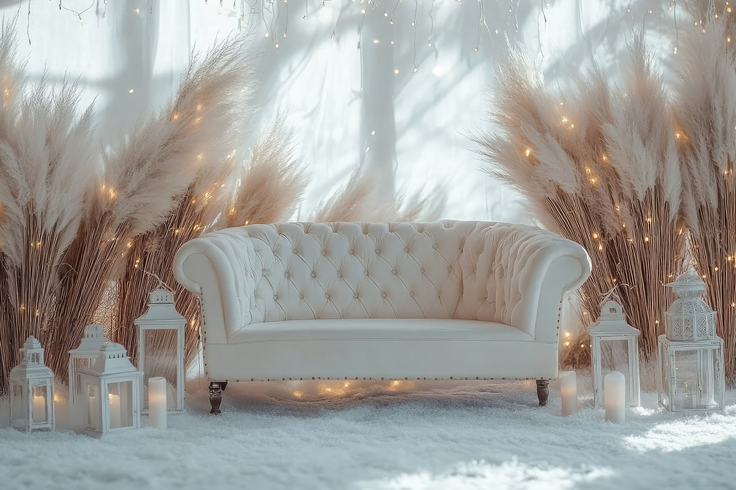 Boho Photography Backdrop Winter Sofa Pampas Lantern Backdrop GQ2-78