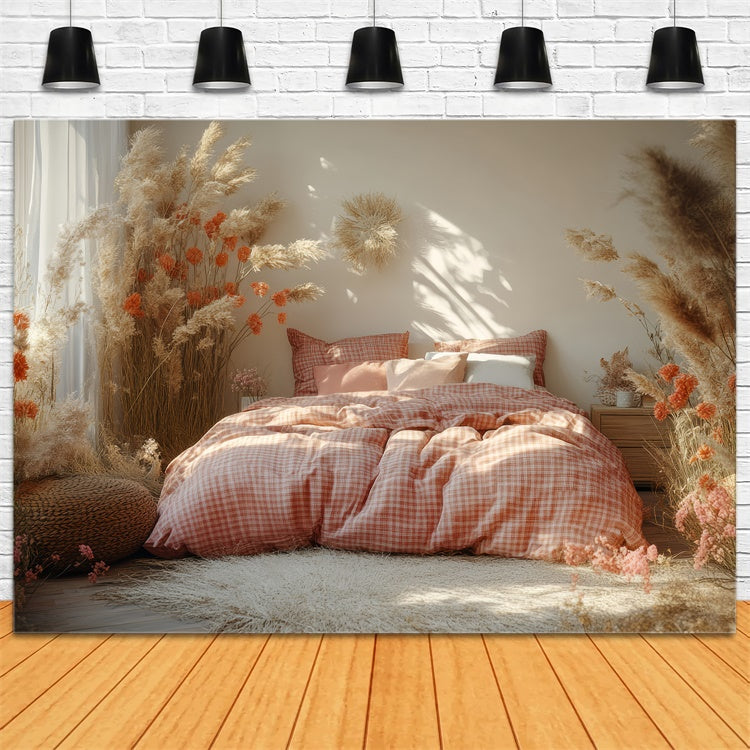 Boho Backdrop Ideas Floral Pampas Grass Bed Backdrop GQ2-80