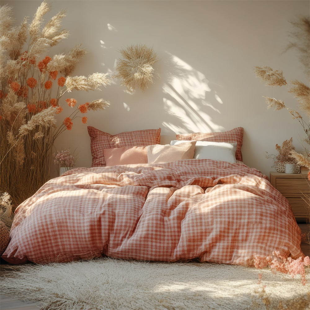 Boho Backdrop Ideas Floral Pampas Grass Bed Backdrop GQ2-80