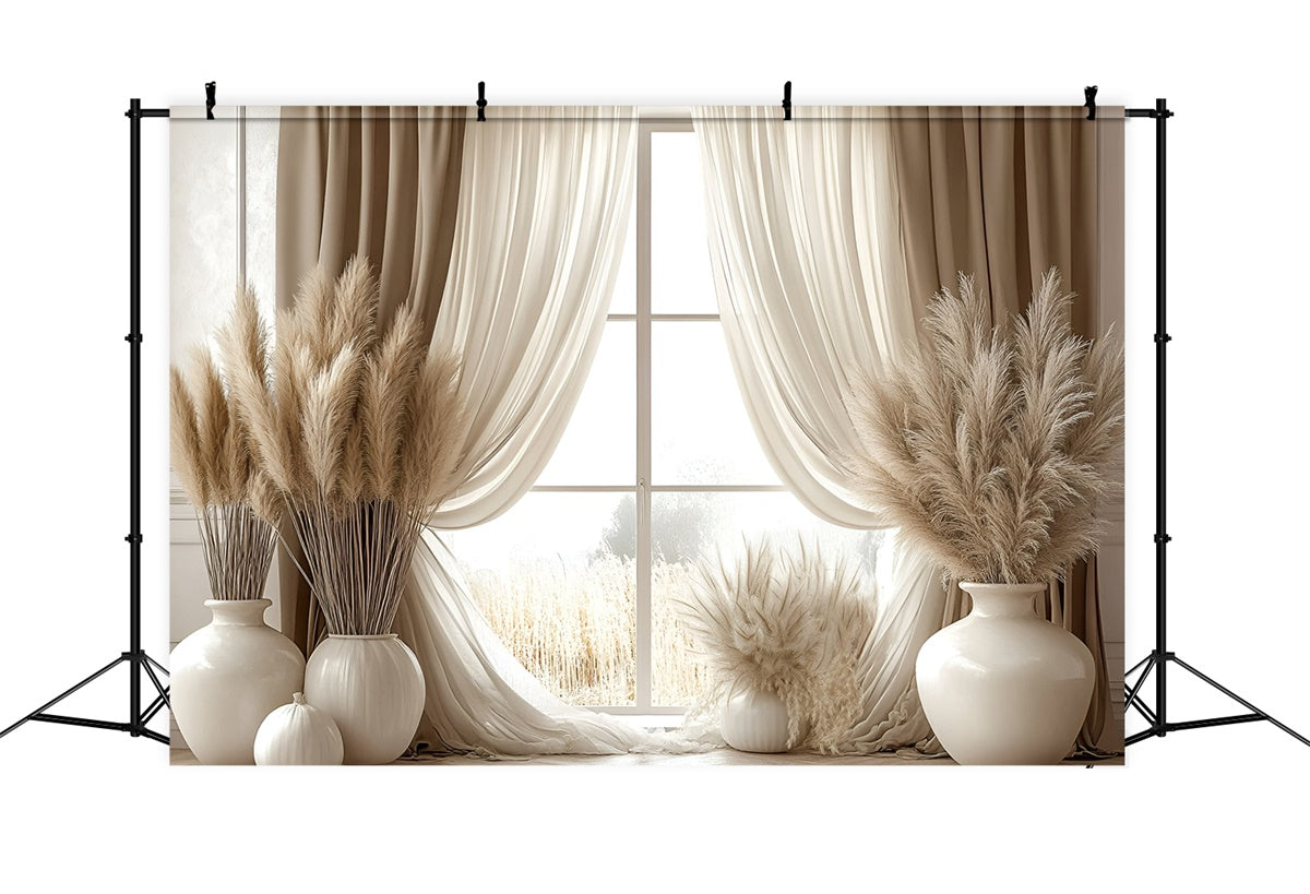 Boho Backdrop Ideas Window Pampas Grass Photography Backdrop GQ2-82