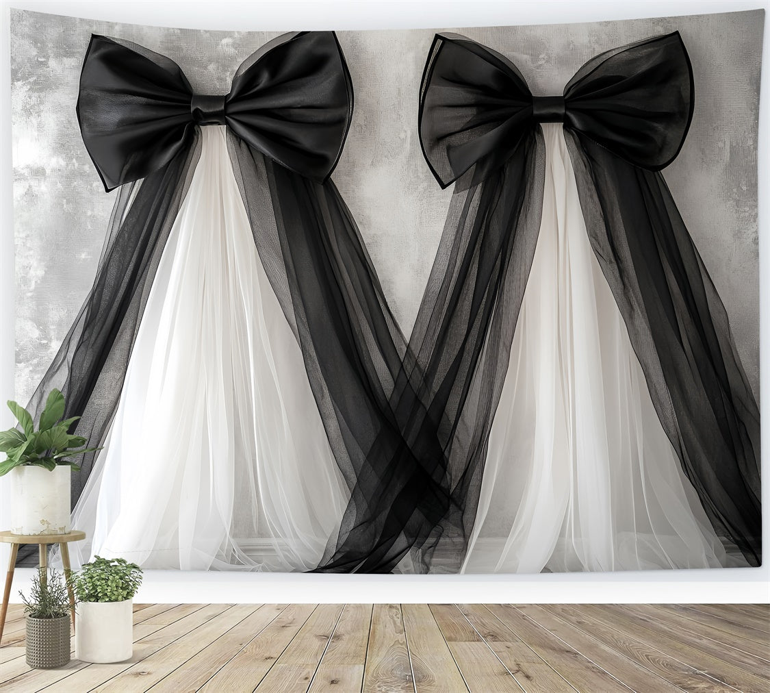 Happy Mother's Day Backdrop Elegant Black White Bow Backdrop GQ2-87