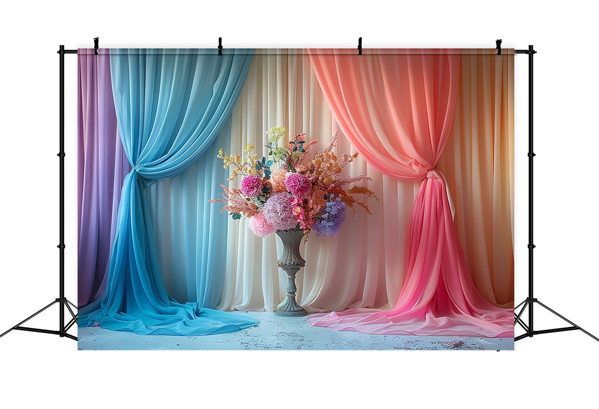 Mothers Day Backdrop Romantic Ombre Curtain Blossom Backdrop GQ2-88