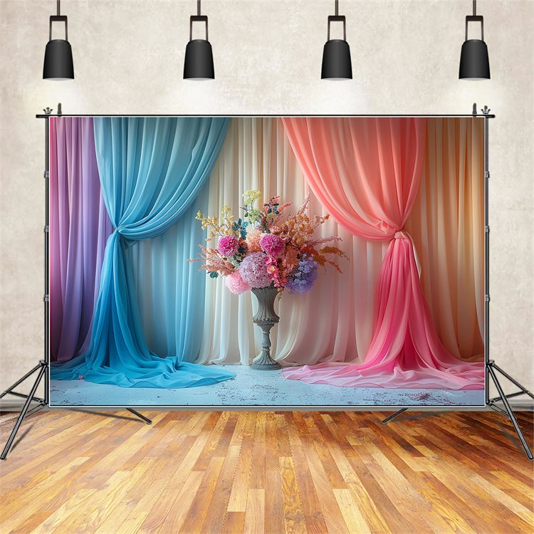 Mothers Day Backdrop Romantic Ombre Curtain Blossom Backdrop GQ2-88