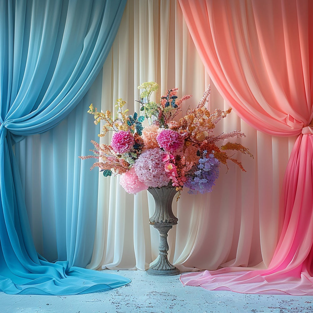 Mothers Day Backdrop Romantic Ombre Curtain Blossom Backdrop GQ2-88