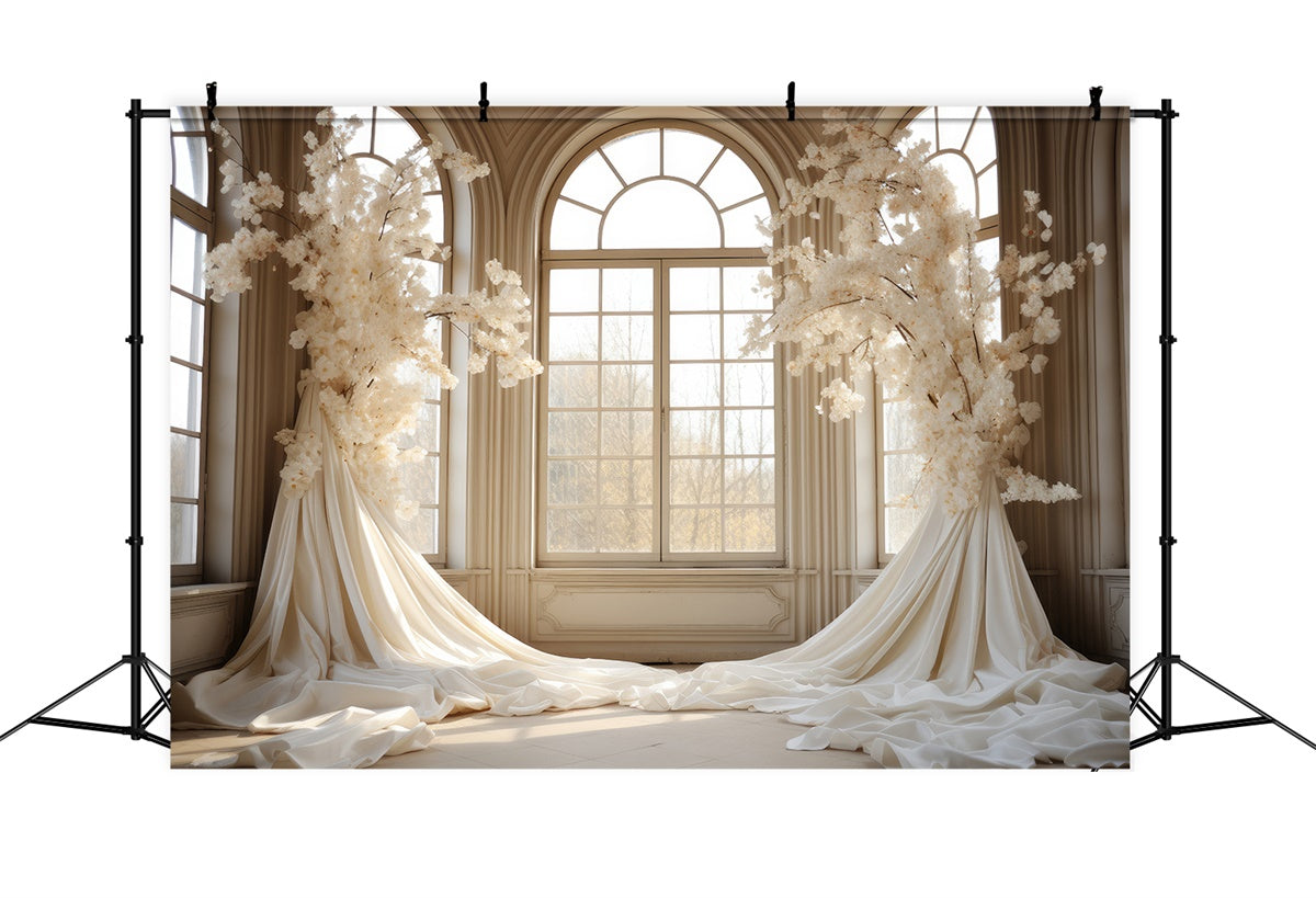 Mothers Day Backdrop Elegant Ivory Blossom Window Backdrop GQ2-94