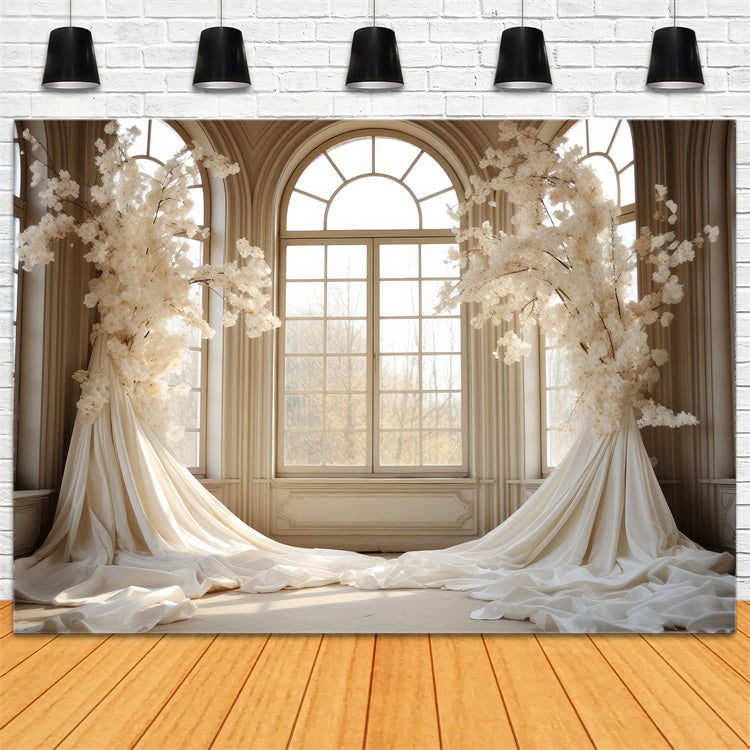 Mothers Day Backdrop Elegant Ivory Blossom Window Backdrop GQ2-94