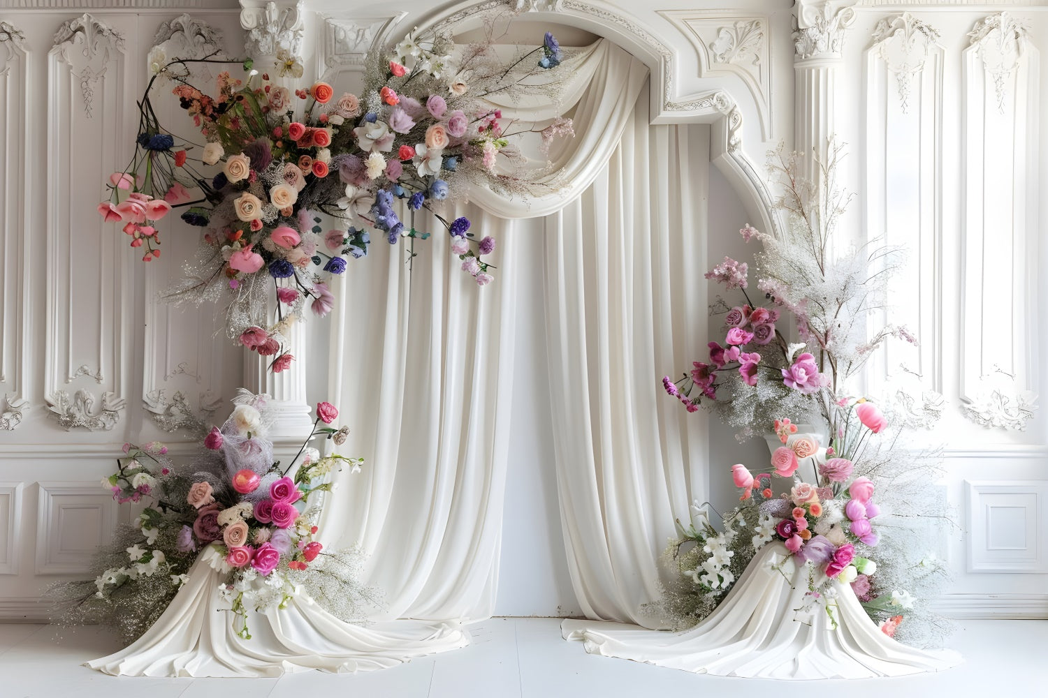 Mother's Day Photo Backdrop French Romantic Floral Arch Backdrop GQ2-97