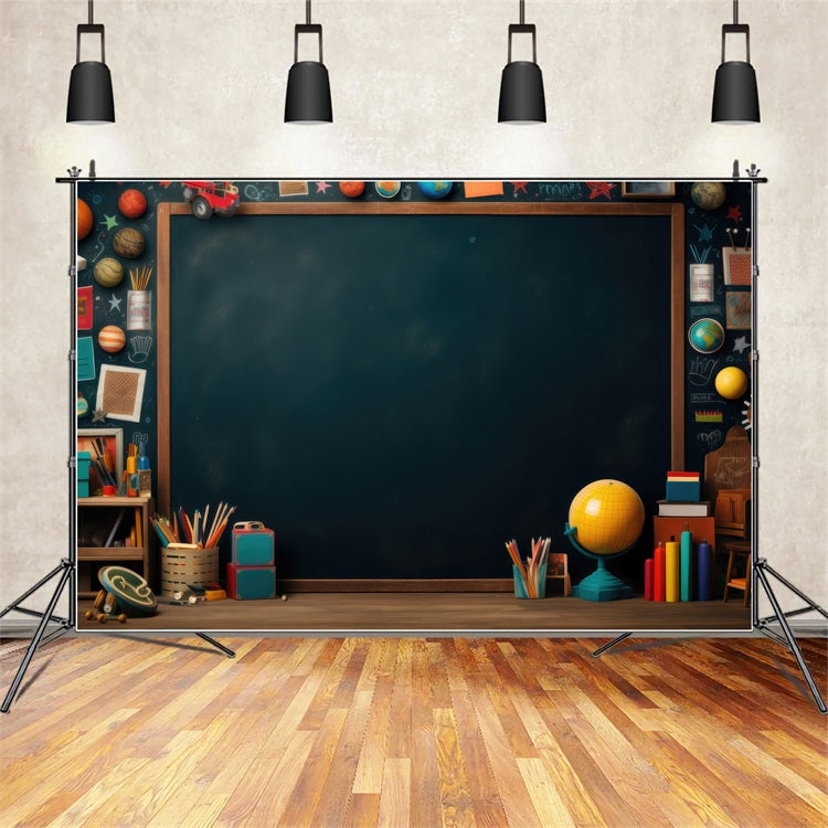 Back To School Photo Backdrops Chalkboard Planets Books Backdrop GQ3-105