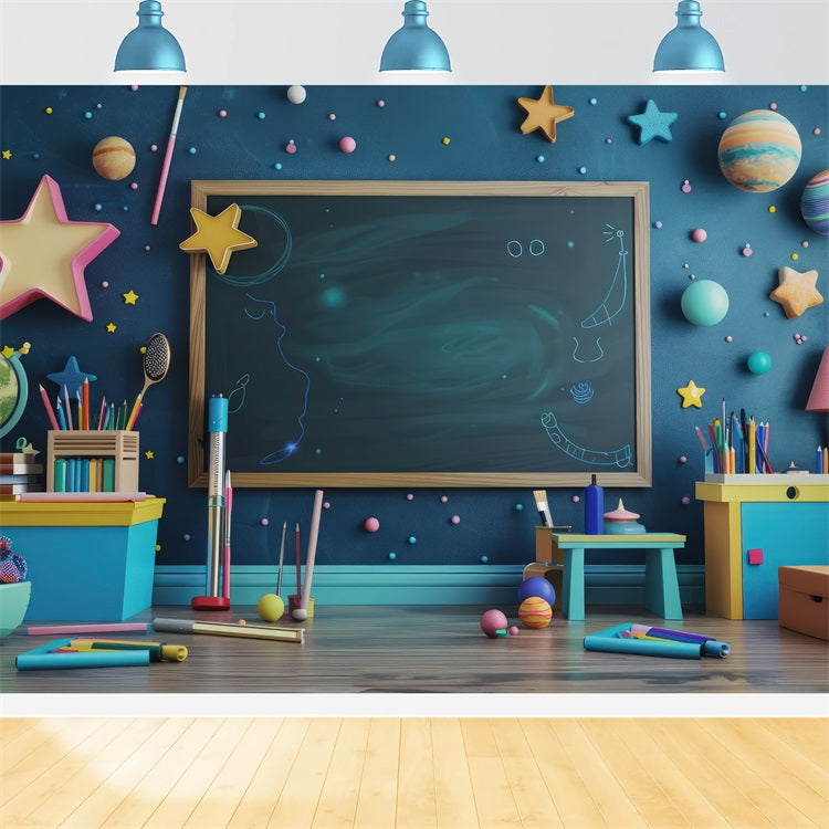 Backdrop Back To School Space-Themed Classroom Backdrop GQ3-110