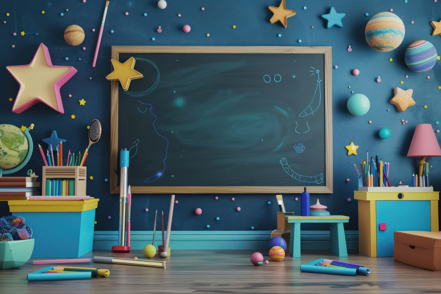 Backdrop Back To School Space-Themed Classroom Backdrop GQ3-110