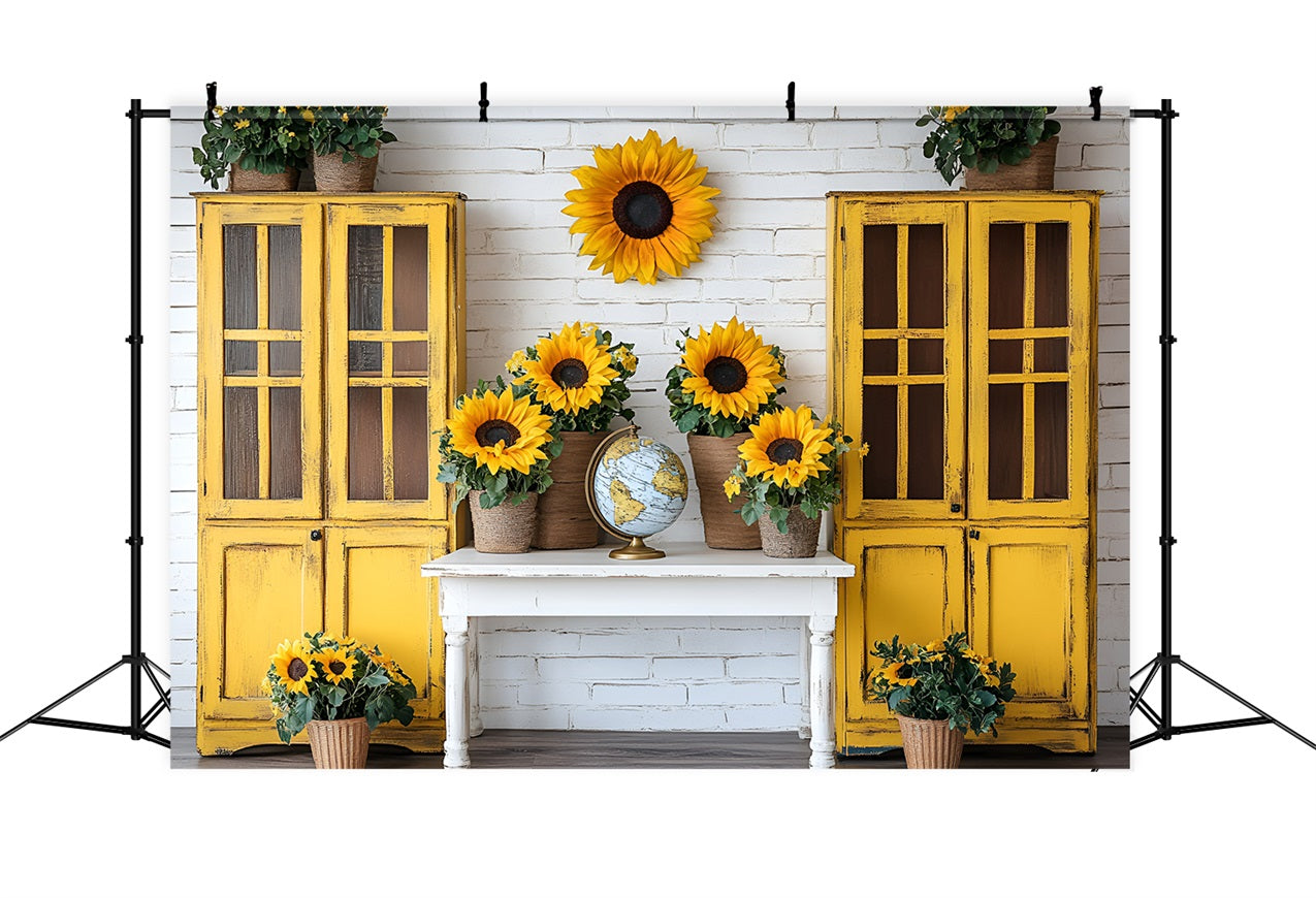 Backdrop For Back To School Sunflower Classroom Rustic Backdrop GQ3-116