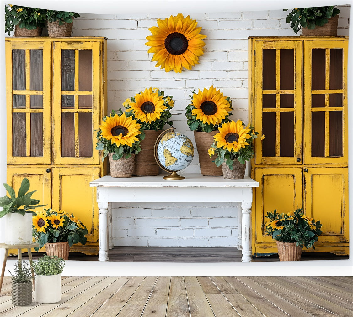 Backdrop For Back To School Sunflower Classroom Rustic Backdrop GQ3-116