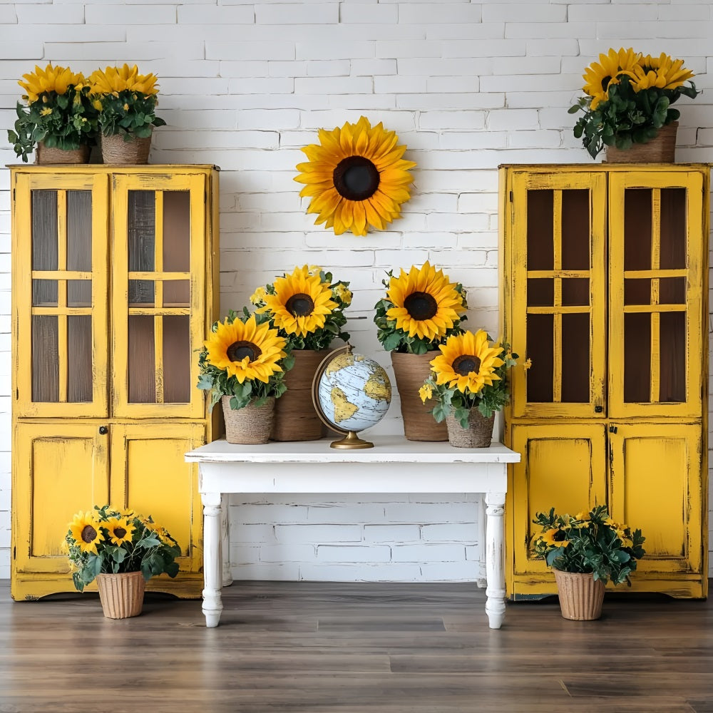 Backdrop For Back To School Sunflower Classroom Rustic Backdrop GQ3-116