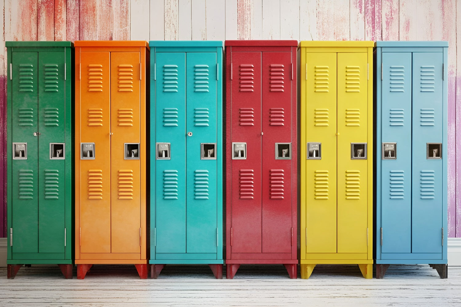 Back To School Photo Backdrop Colorful Lockers Backdrop GQ3-118