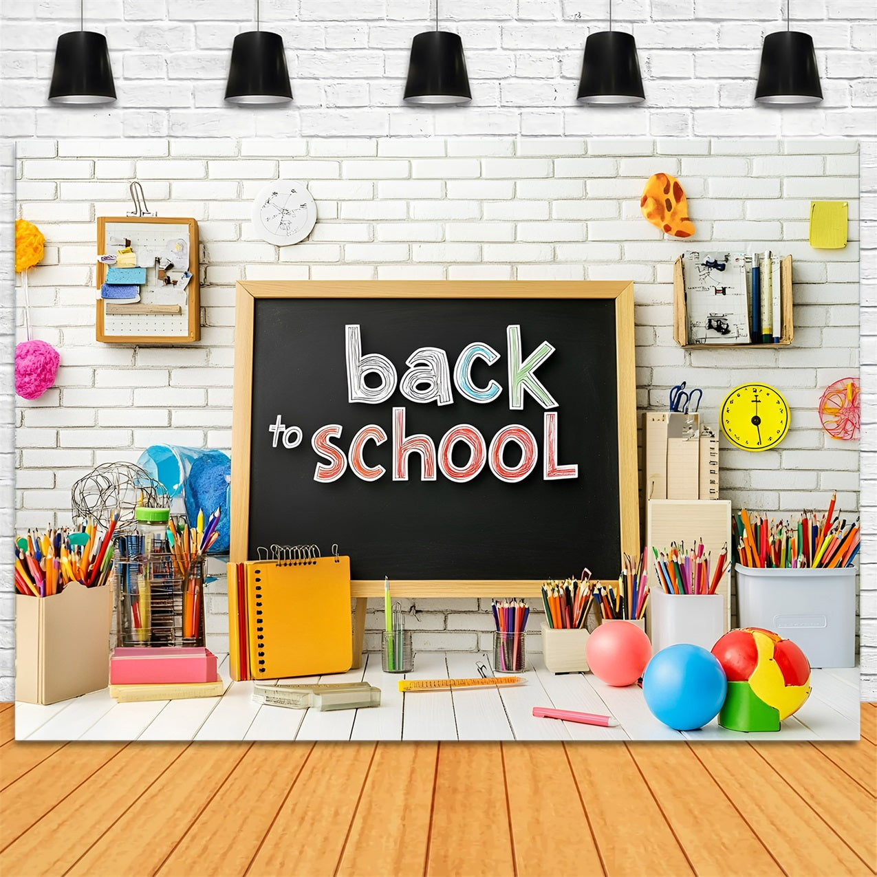 Back To School Backdrop Supplies Chalkboard Learning Backdrop GQ3-119