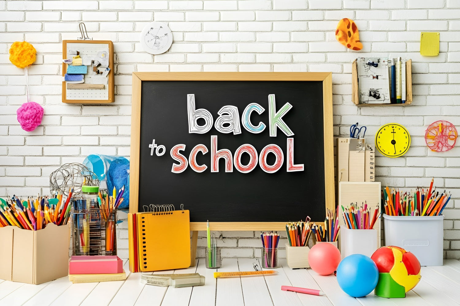 Back To School Backdrop Supplies Chalkboard Learning Backdrop GQ3-119