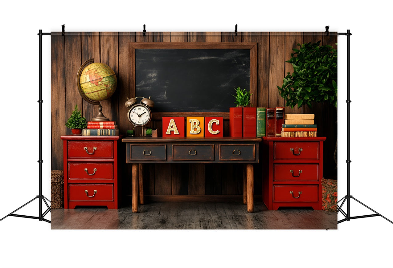 Back To School Backdrops Rustic Classroom Chalkboard Backdrop GQ3-120