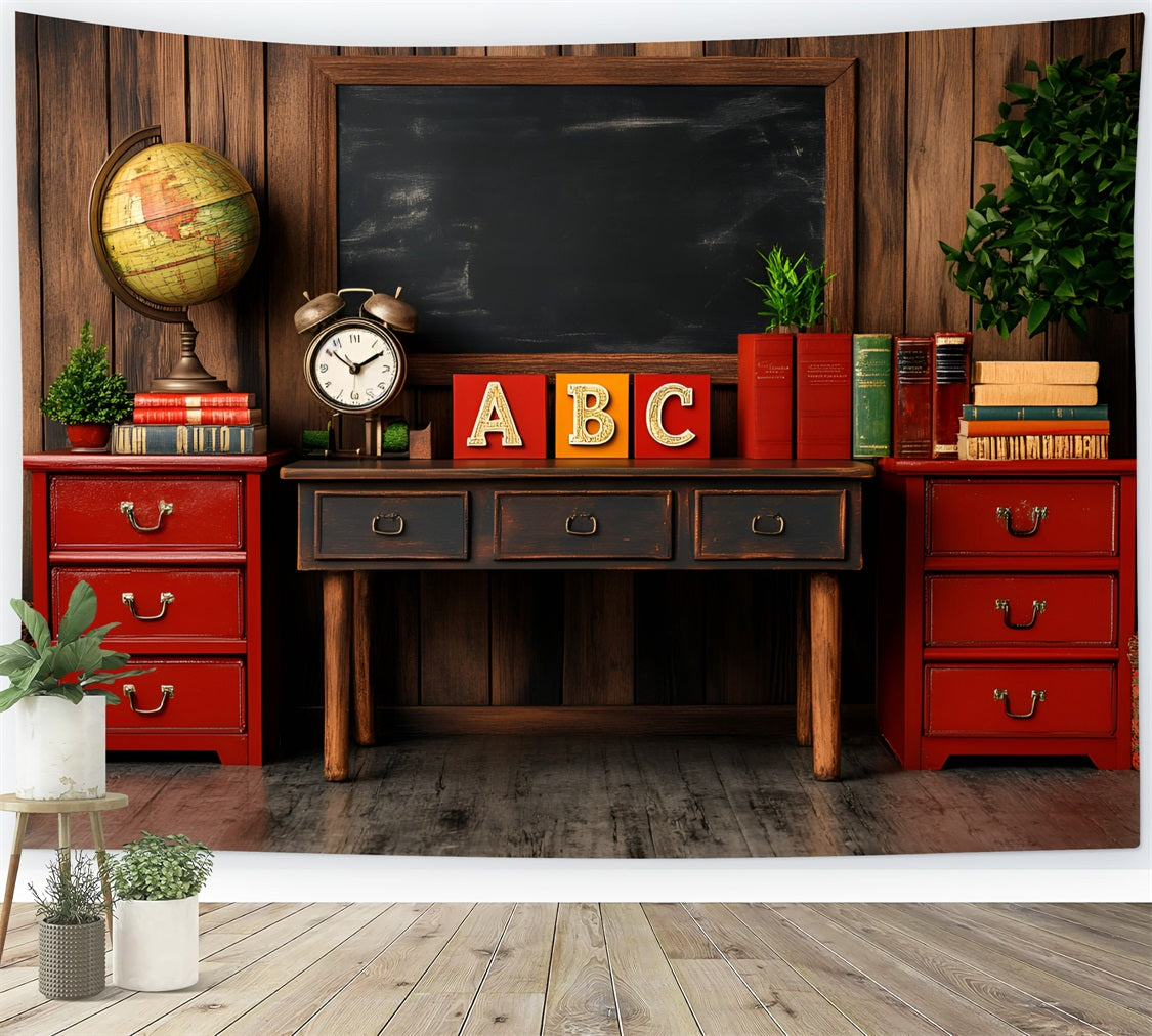 Back To School Backdrops Rustic Classroom Chalkboard Backdrop GQ3-120