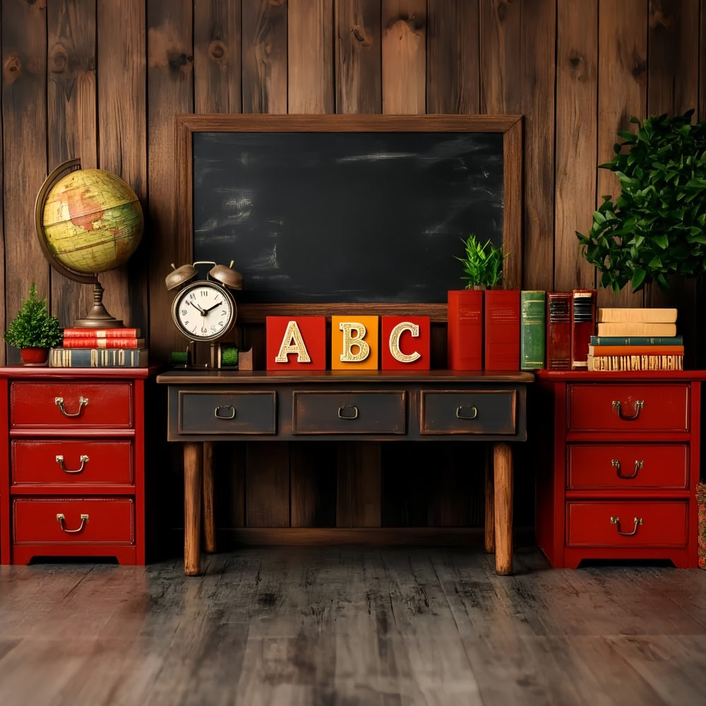 Back To School Backdrops Rustic Classroom Chalkboard Backdrop GQ3-120