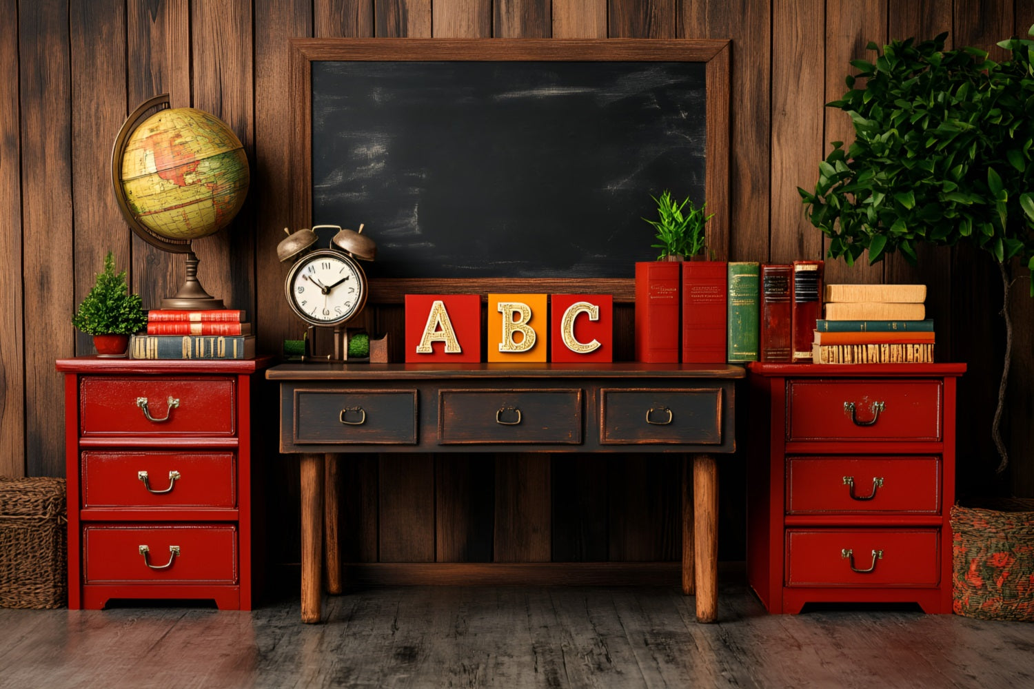 Back To School Backdrops Rustic Classroom Chalkboard Backdrop GQ3-120