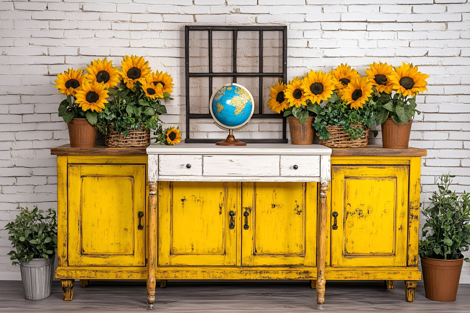 Back To School Photography Backdrops Classroom Sunflower Wall Backdrop GQ3-121