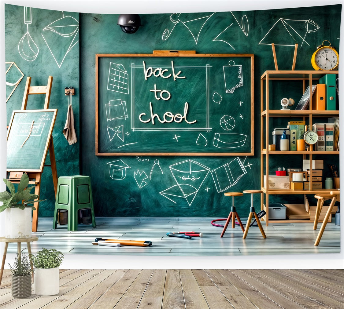 Back To School Backdrops Green Chalkboard Math Classroom Backdrop GQ3-132