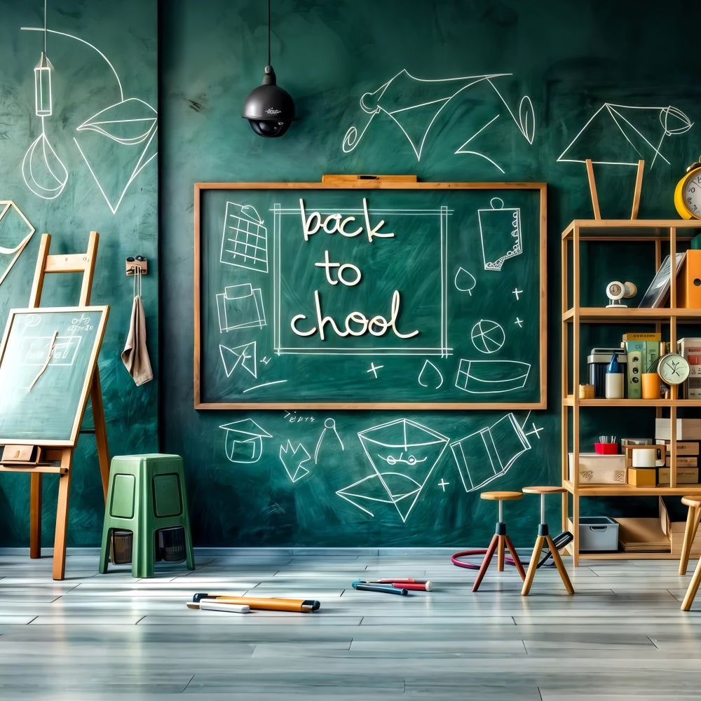 Back To School Backdrops Green Chalkboard Math Classroom Backdrop GQ3-132