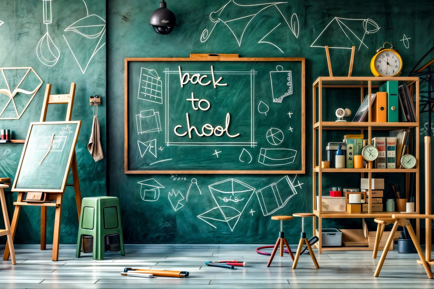 Back To School Backdrops Green Chalkboard Math Classroom Backdrop GQ3-132