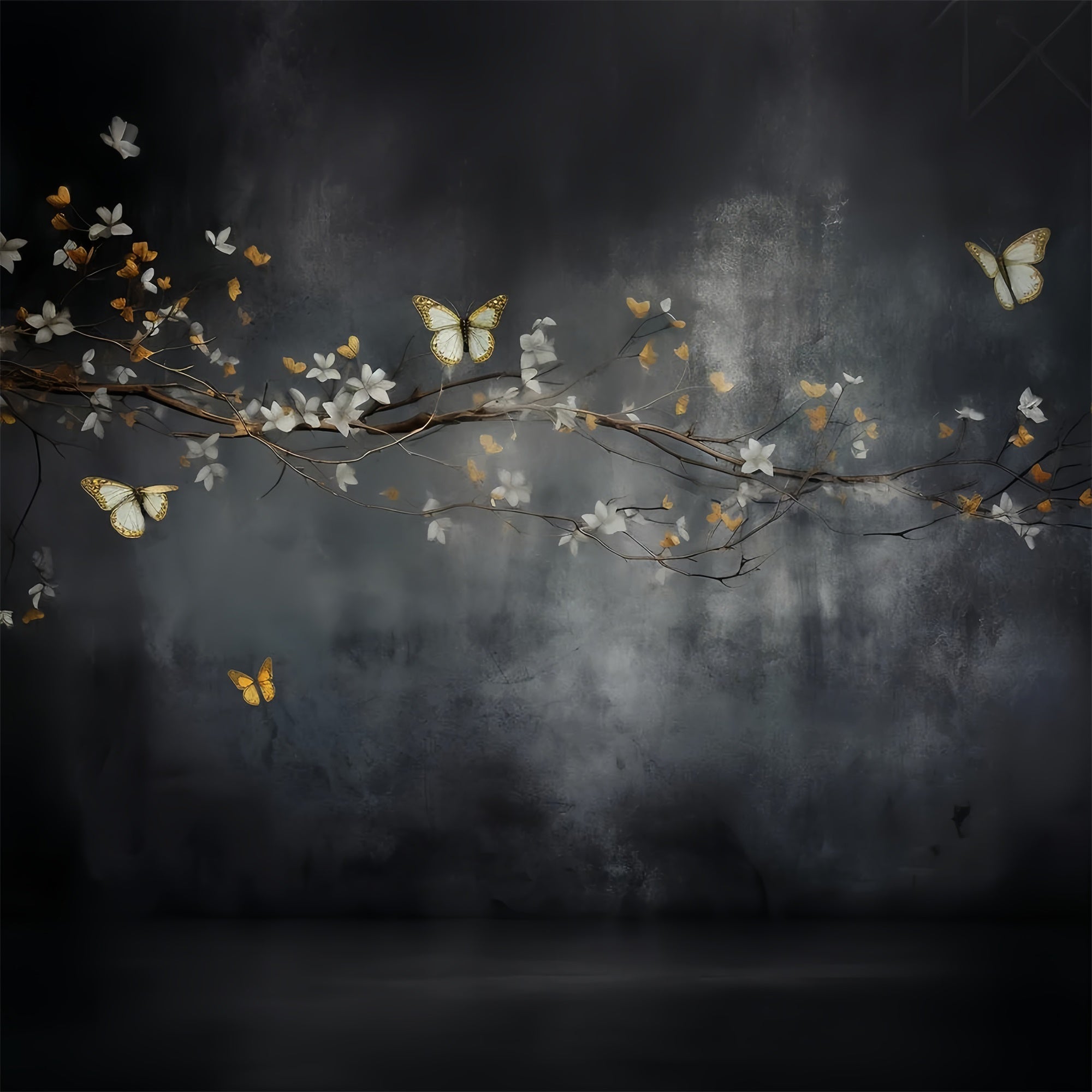 Backdrop Fine Art Golden Butterflies Branch Backdrop GTY-102