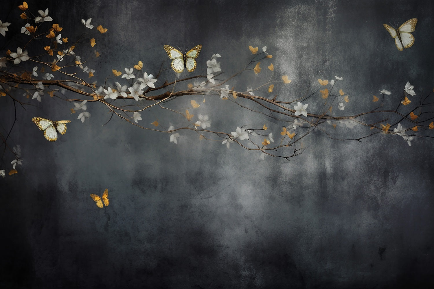 Backdrop Fine Art Golden Butterflies Branch Backdrop GTY-102