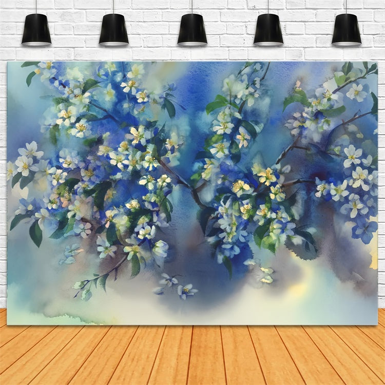 Fine Art Backdrops Serene Blue Floral Fantasy Backdrop GTY-109