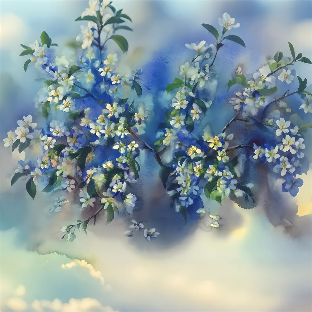 Fine Art Backdrops Serene Blue Floral Fantasy Backdrop GTY-109