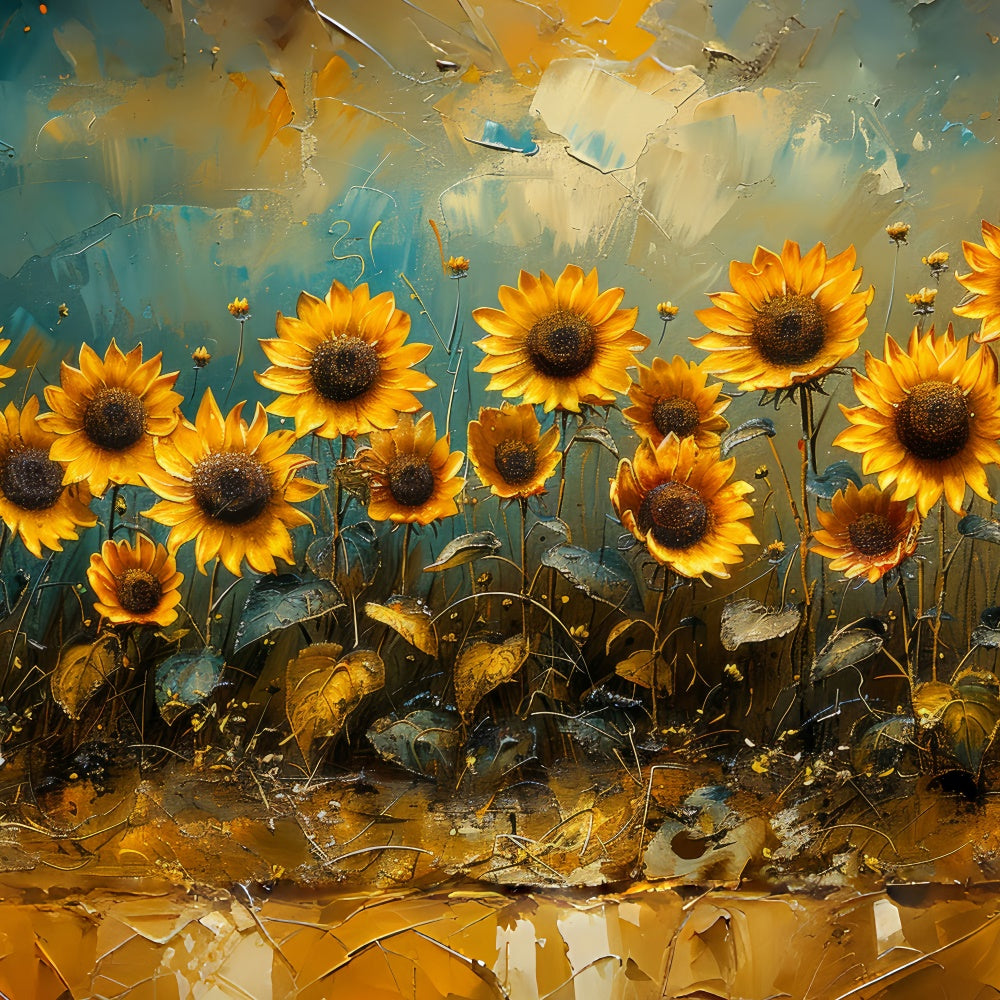 Backdrops Fine Art Golden Sunflower Bloom Backdrop GTY-116