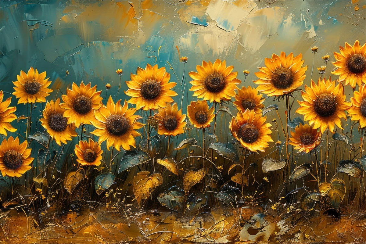 Backdrops Fine Art Golden Sunflower Bloom Backdrop GTY-116