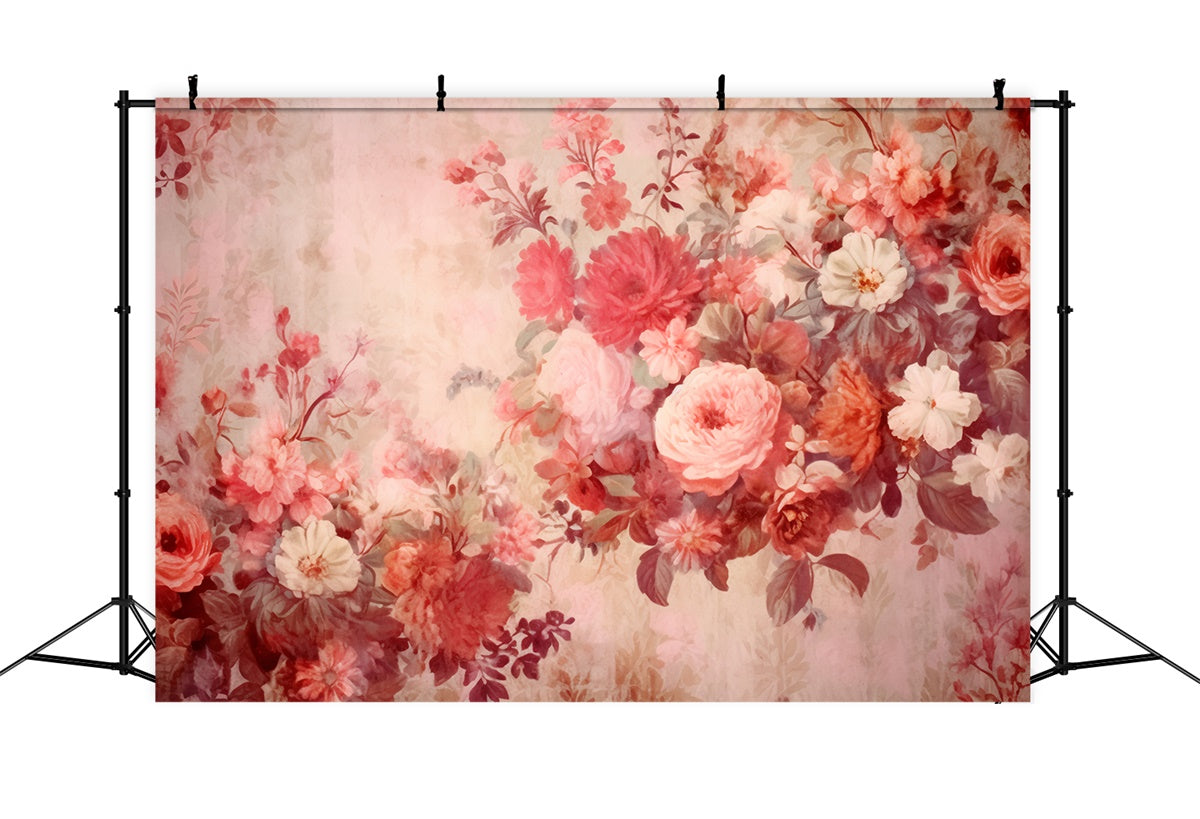 Backdrops Fine Art Vintage Red Bloom Watercolor Backdrop GTY-57