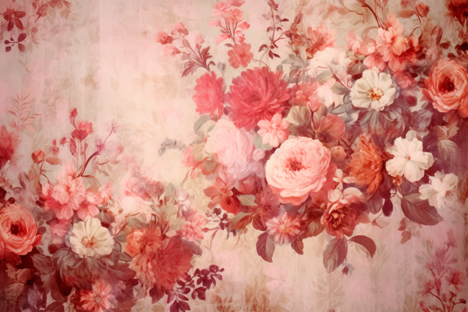 Backdrops Fine Art Vintage Red Bloom Watercolor Backdrop GTY-57