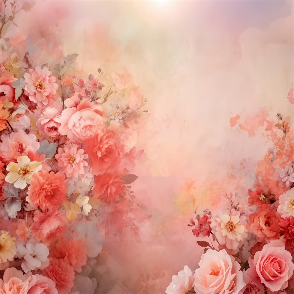 Artistic Backdrop Romantic Painted Floral Bouquet Backdrop GTY-58