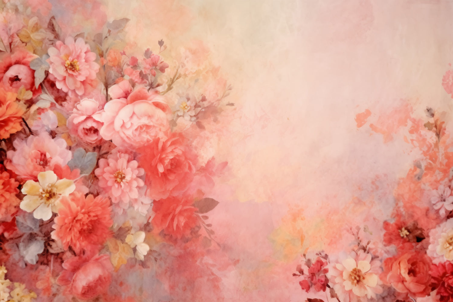 Artistic Backdrop Romantic Painted Floral Bouquet Backdrop GTY-58