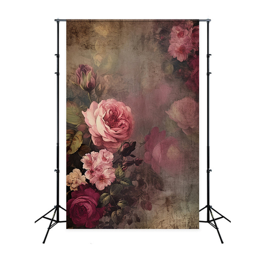 Backdrop Fine Art Vintage Peony Rose Painting Backdrop GTY-74