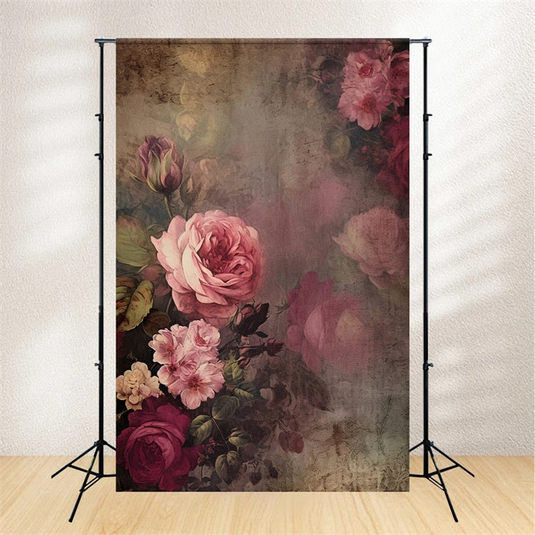 Backdrop Fine Art Vintage Peony Rose Painting Backdrop GTY-74