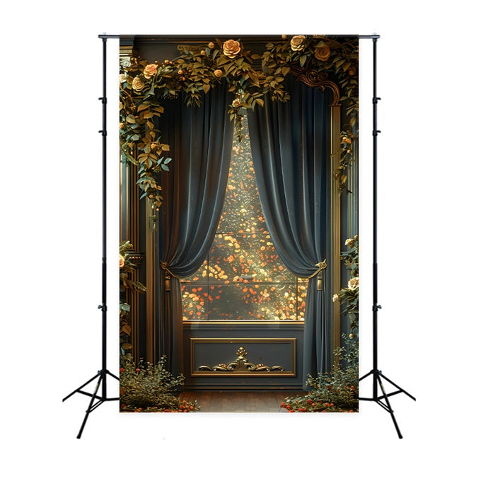 Fine Art Photography Backdrop Opulent Draped Floral Backdrop GTY-76