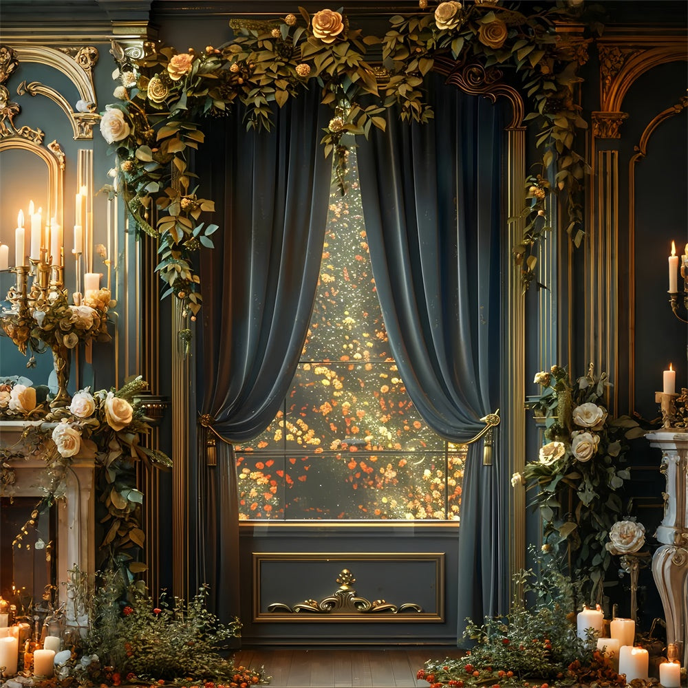 Fine Art Photography Backdrop Opulent Draped Floral Backdrop GTY-76