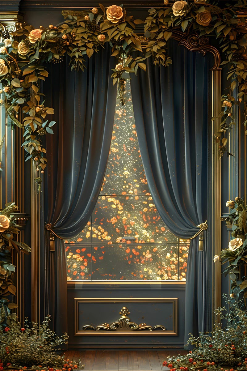 Fine Art Photography Backdrop Opulent Draped Floral Backdrop GTY-76