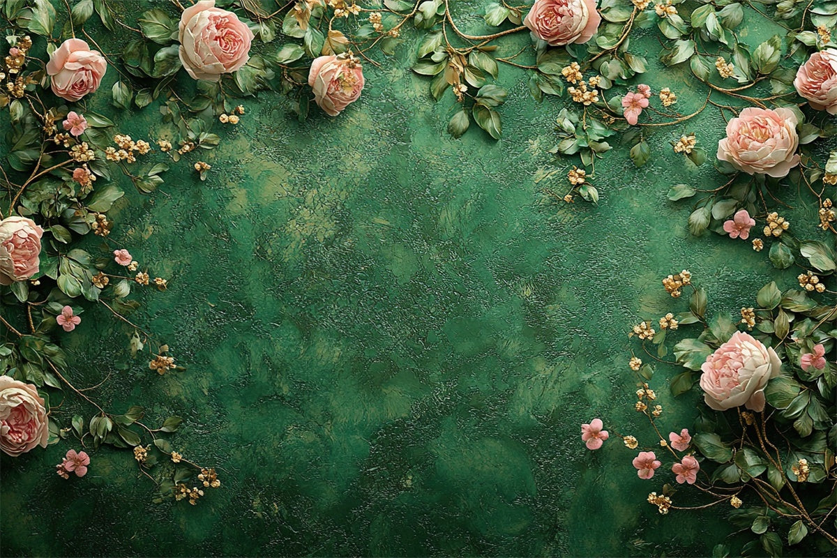 Fine Art Backdrops Romantic Flower Green Backdrop GTY-93