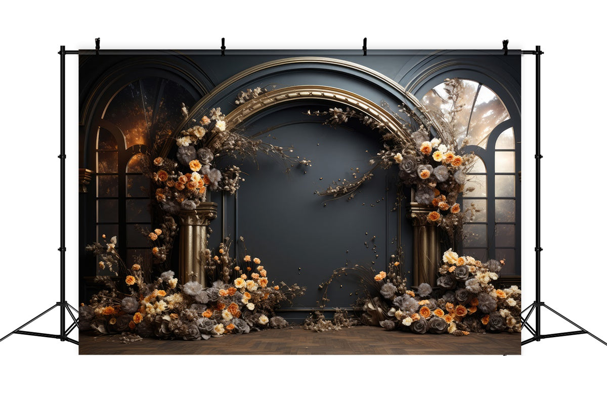 Maternity Photo Backdrops Dark Opulent Floral Arch Backdrop GTY2-14