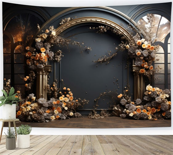 Maternity Photo Backdrops Dark Opulent Floral Arch Backdrop GTY2-14