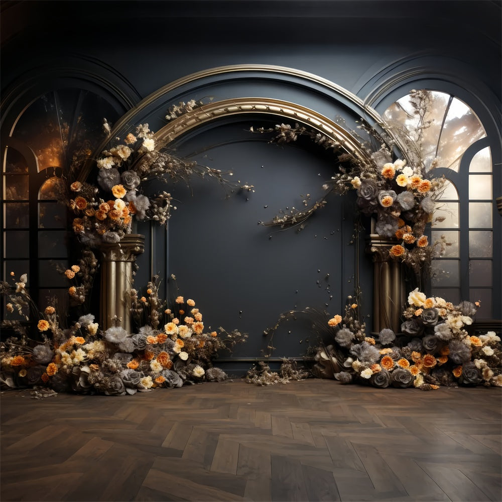 Maternity Photo Backdrops Dark Opulent Floral Arch Backdrop GTY2-14