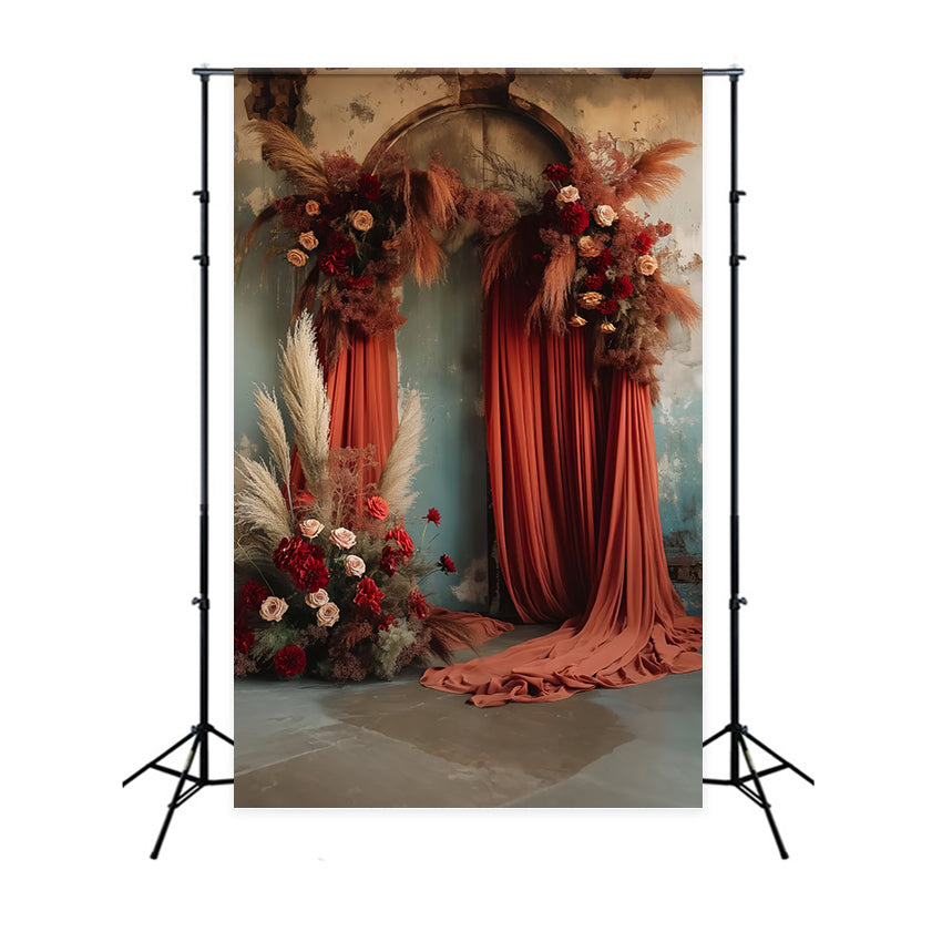 Backdrop For Maternity Photoshoot Dark Vintage Floral Arch Backdrop GTY2-24