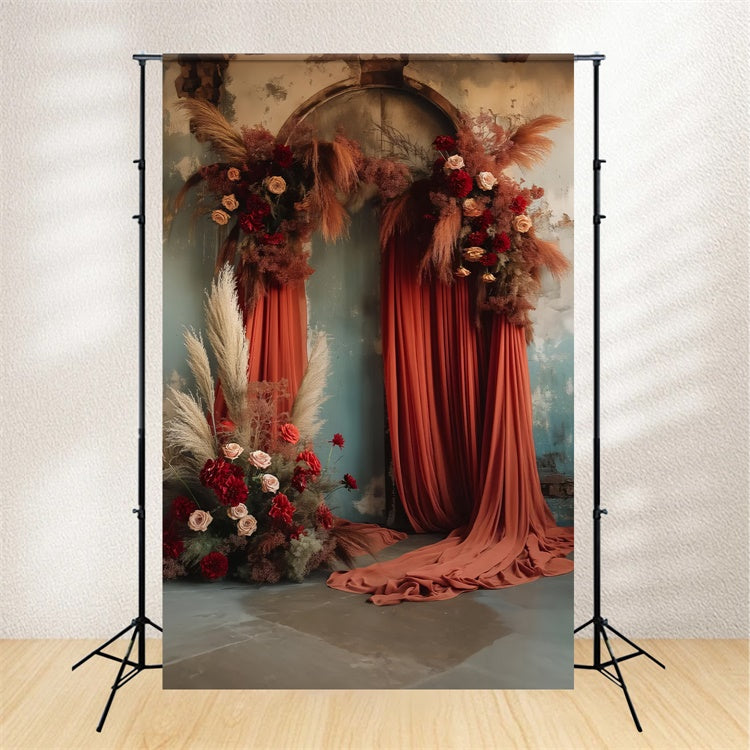 Backdrop For Maternity Photoshoot Dark Vintage Floral Arch Backdrop GTY2-24